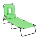 Outsunny  Sun Lounger with Pillow Reading Hole - Green