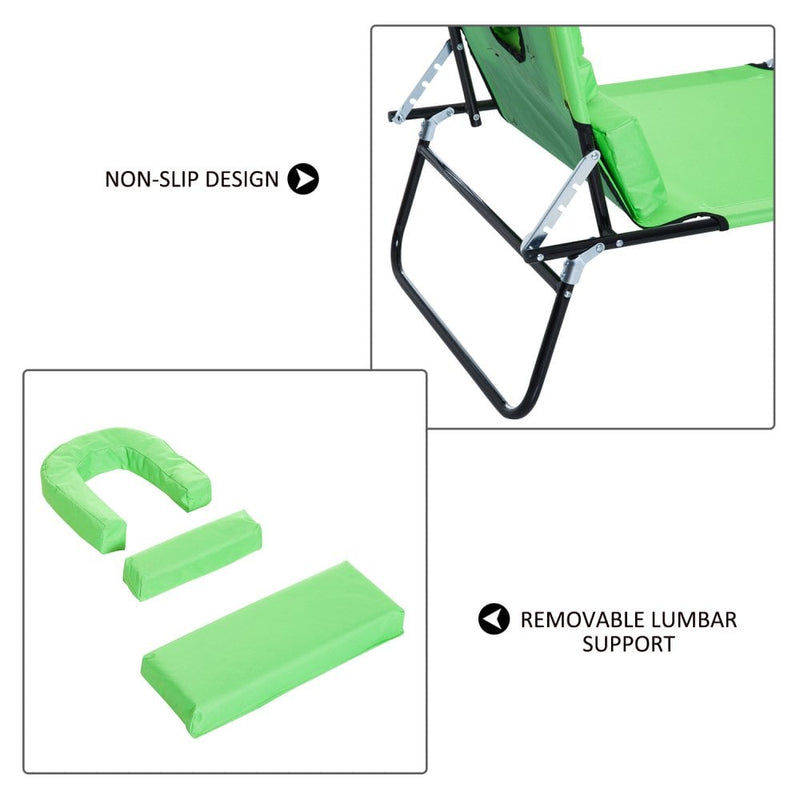 Outsunny  Sun Lounger with Pillow Reading Hole - Green