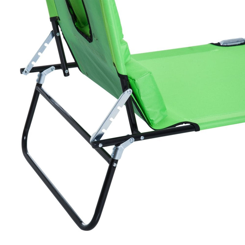 Outsunny  Sun Lounger with Pillow Reading Hole - Green