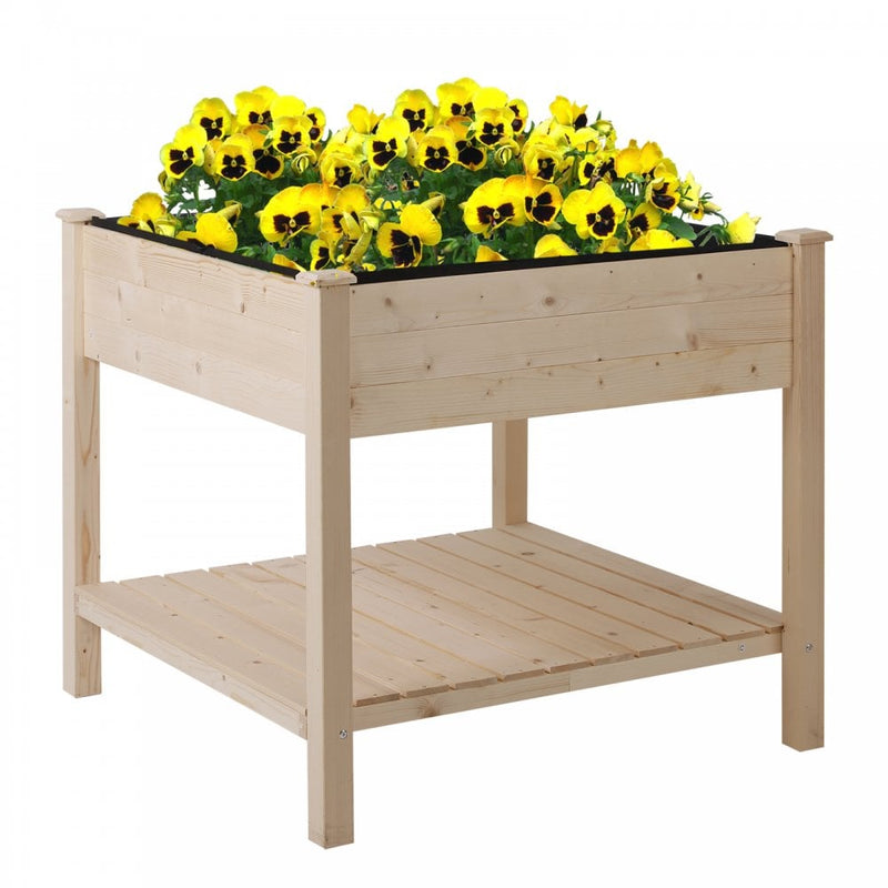 Outsunny Elevated Fir Wood Plant Box 91Lx91Wx81H cm