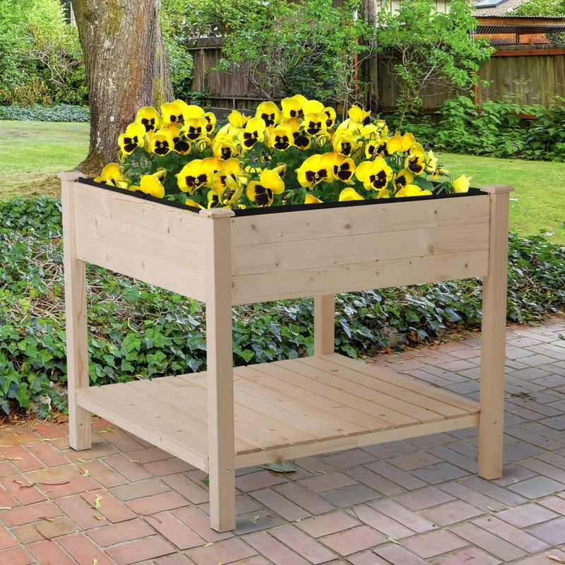 Outsunny Elevated Fir Wood Plant Box 91Lx91Wx81H cm