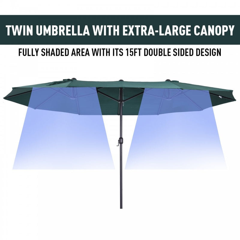 Oasis 4.6 m Double-Sided Umbrella Parasol - Green