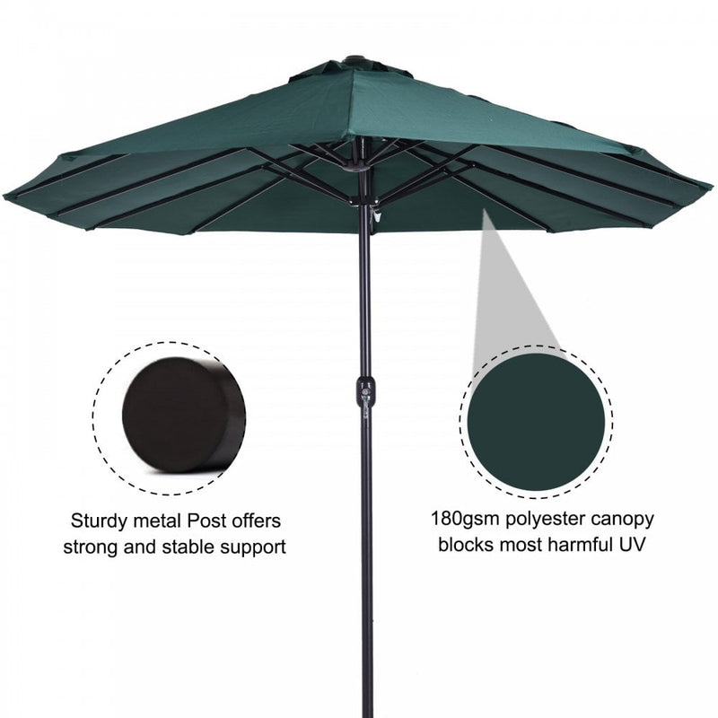 Oasis 4.6 m Double-Sided Umbrella Parasol - Green