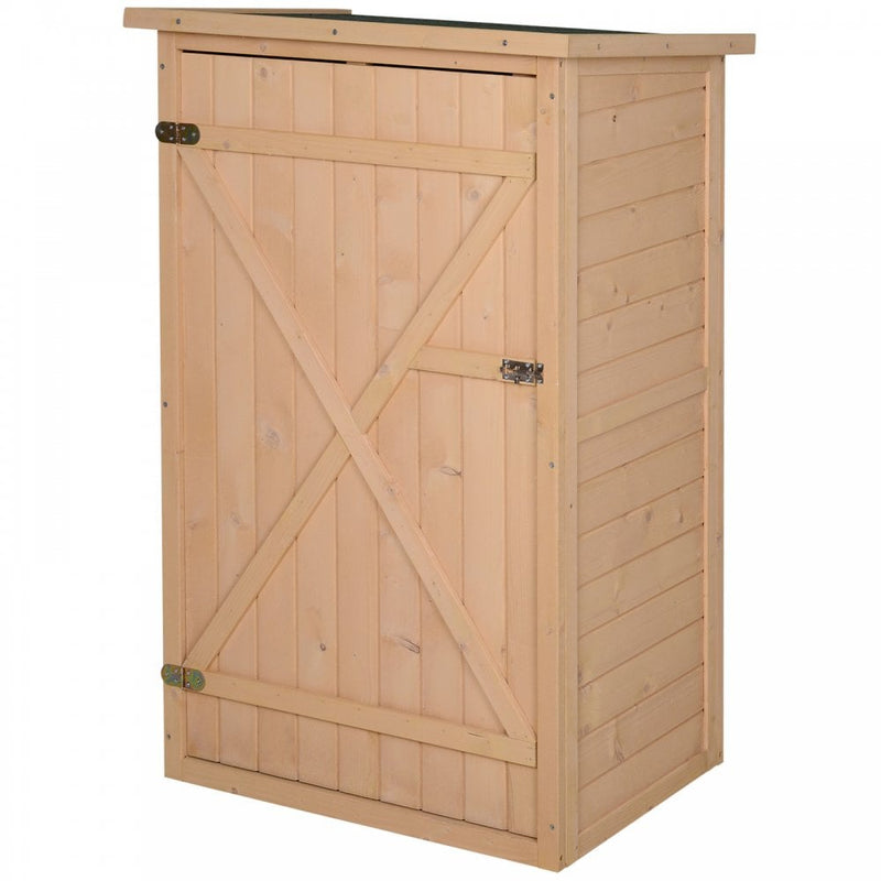 Outsunny 1.8 x 2.4ft Small Fir Wood Garden Storage Shed with Shelves