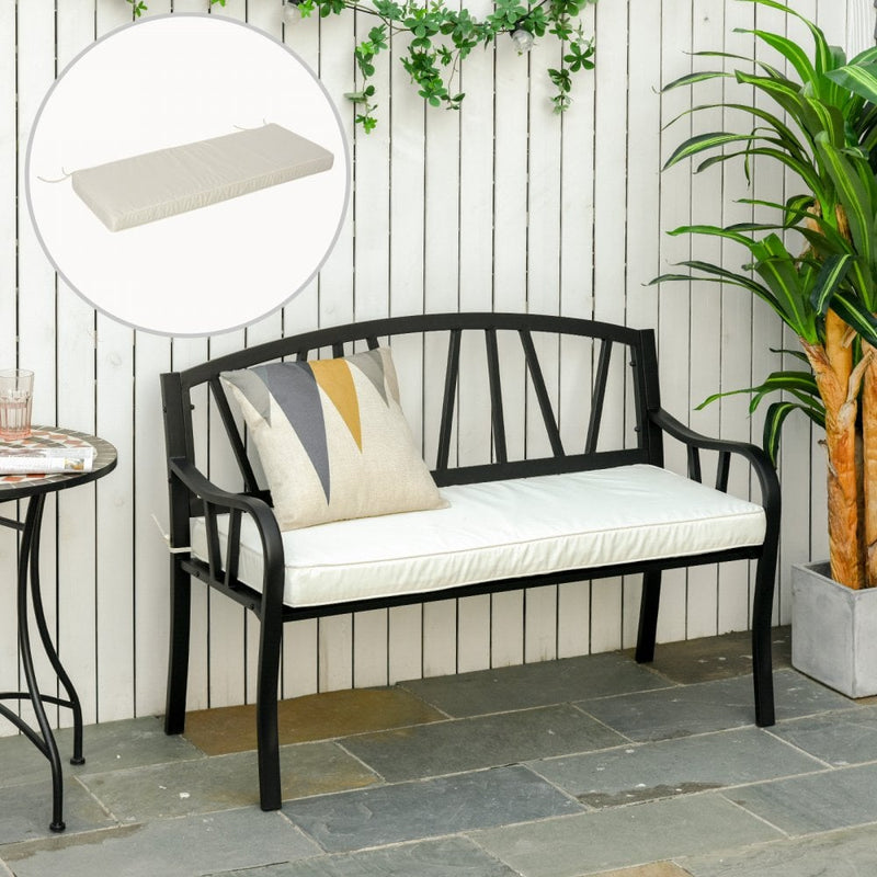 Outsunny-2 Seater Outdoor Bench Cushion - White