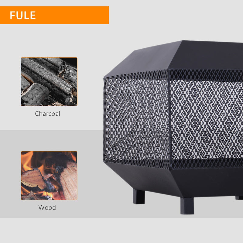 Outsunny Stove Garden Square Fire Pit Black