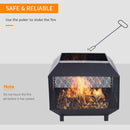 Outsunny Stove Garden Square Fire Pit Black