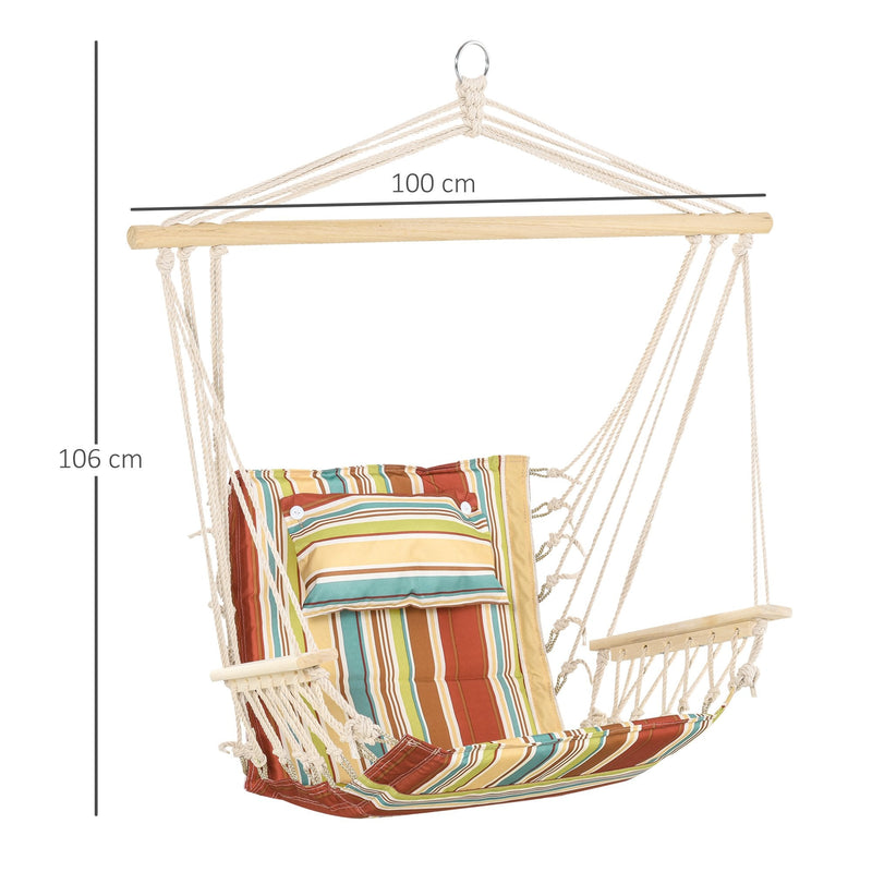 Outsunny Hanging Rope Frame Hammock Chair - Stripe