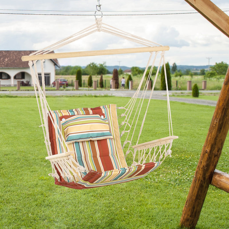 Outsunny Hanging Rope Frame Hammock Chair - Stripe