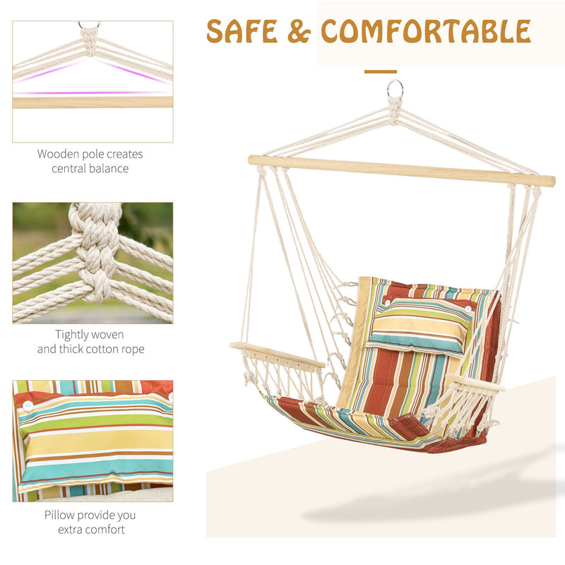 Outsunny Hanging Rope Frame Hammock Chair - Stripe
