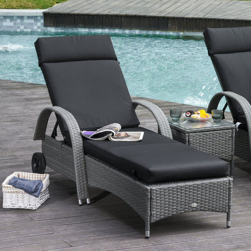 Set of 2 Non-Slip Sun Lounger Cushions - Black