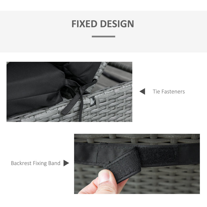 Set of 2 Non-Slip Sun Lounger Cushions - Black