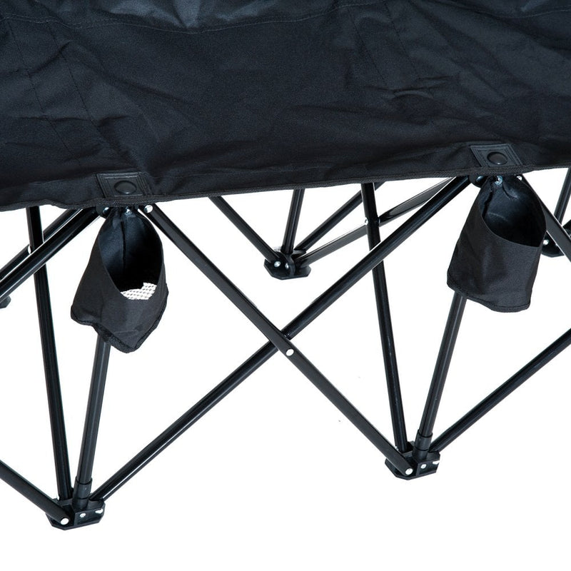 6 Seater Folding Camping Portable Chair with Carry Bag - Black