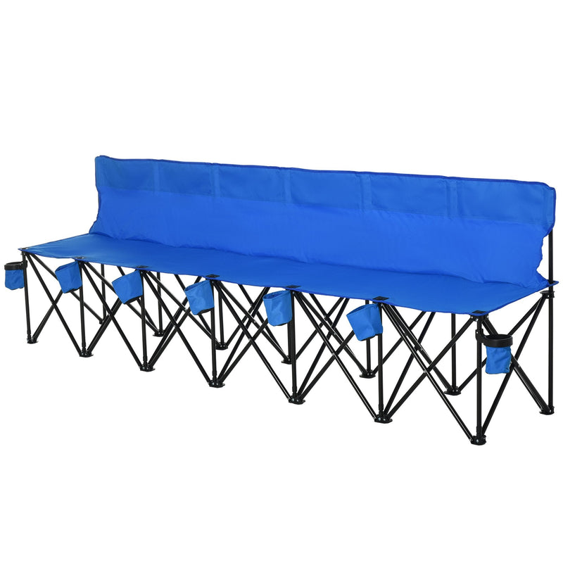 6 Seater Folding Camping Portable Chair with Carry Bag - Blue