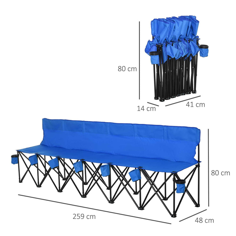 6 Seater Folding Camping Portable Chair with Carry Bag - Blue