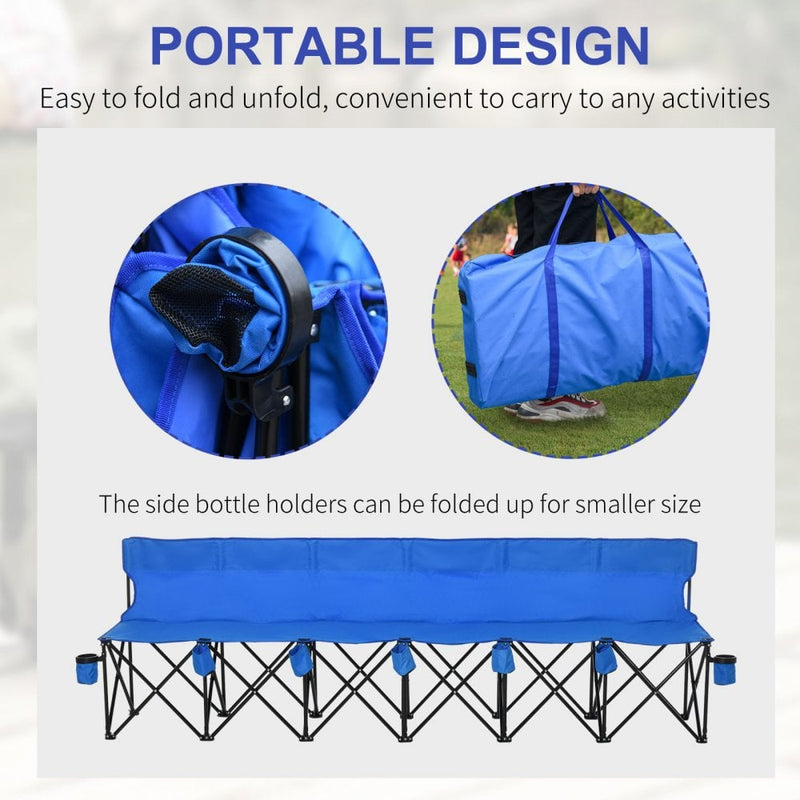 6 Seater Folding Camping Portable Chair with Carry Bag - Blue
