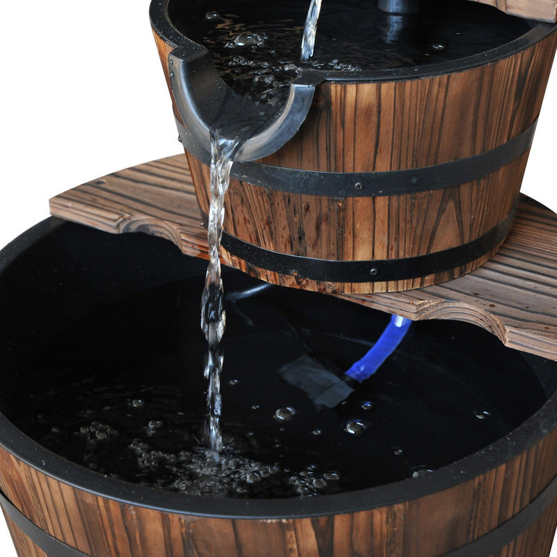 Outsunny 2 Tier Wooden Water Pump Fountain