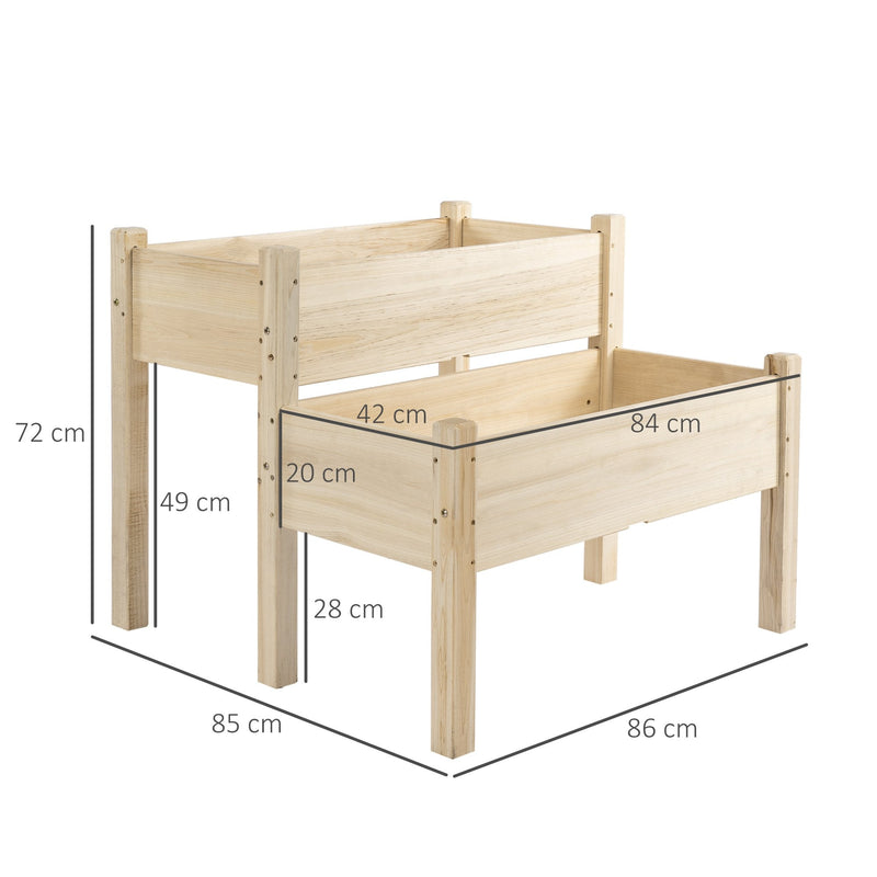 Outsunny 2-Piece Solid Fir Wood Plant Raised Bed