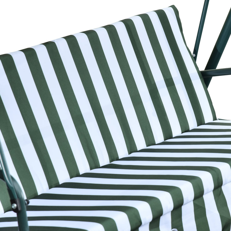 Outsunny- 3 Seater Swing Bench with Adjustable Canopy - Green Stripe
