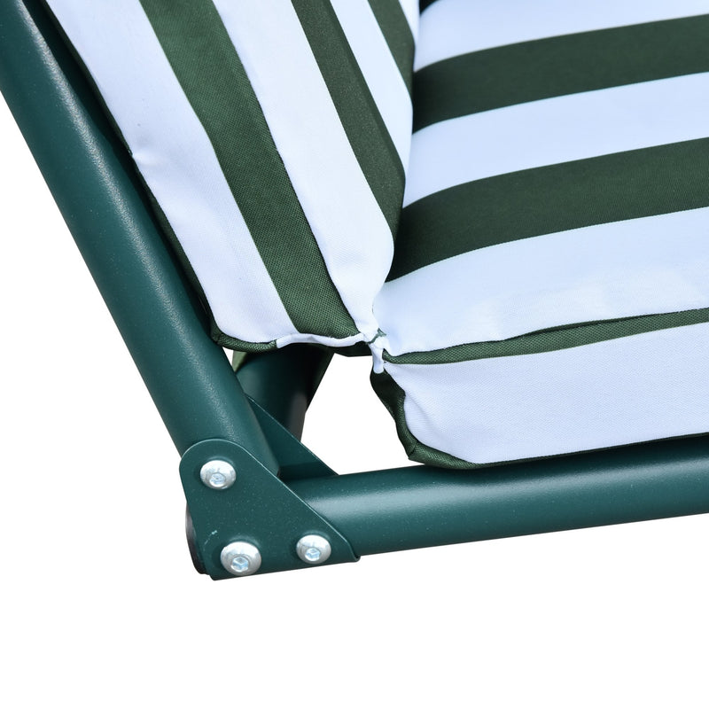 Outsunny- 3 Seater Swing Bench with Adjustable Canopy - Green Stripe