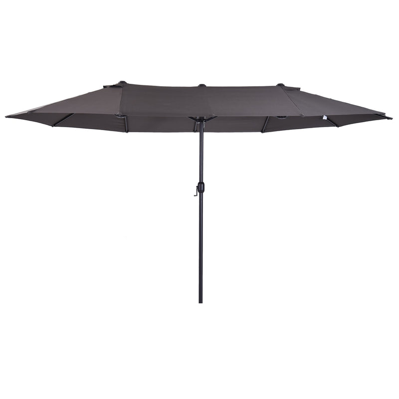 Outsunny 4.6m Garden Parasol Double-Sided Sun Umbrella Patio Market Shelter Canopy Shade Outdoor Grey
