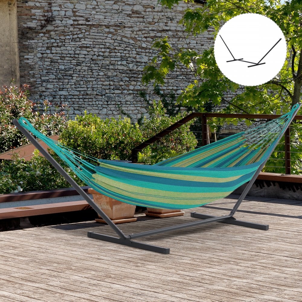 Outsunny Extra-Long Hammock Stand Black - Main Image