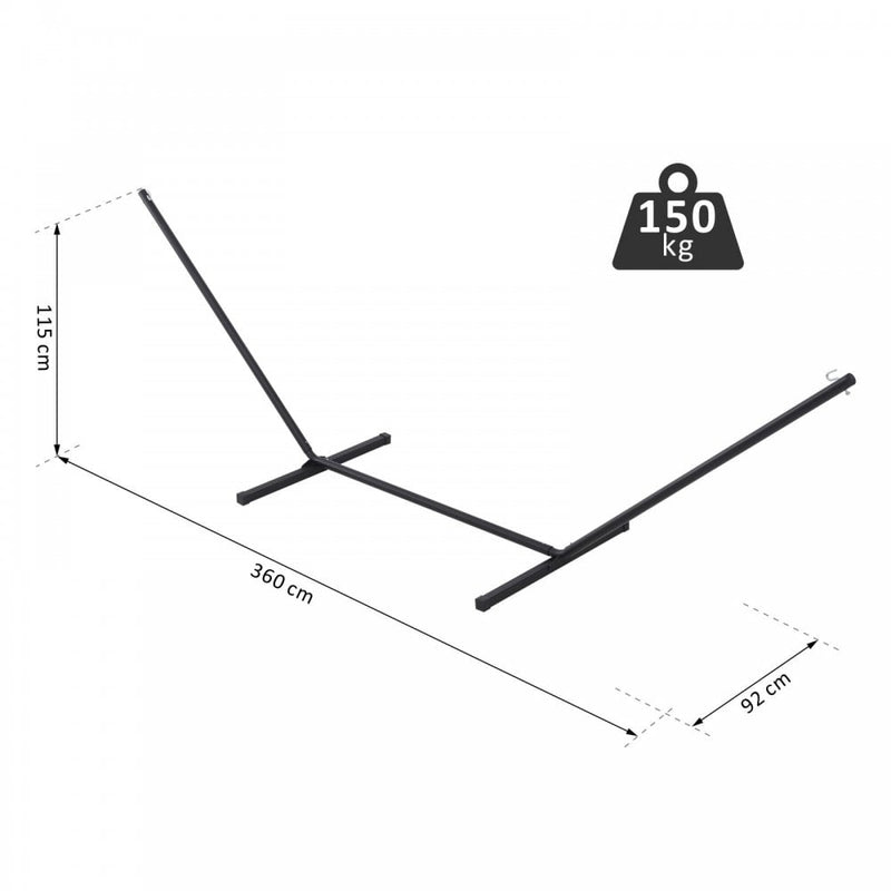 Outsunny Extra-Long Hammock Stand 3.6m - Black