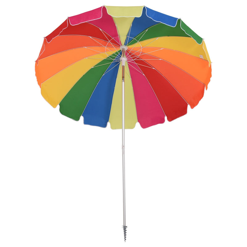 Outsunny Beach Umbrella Parasol  2.4 m Multicolour
