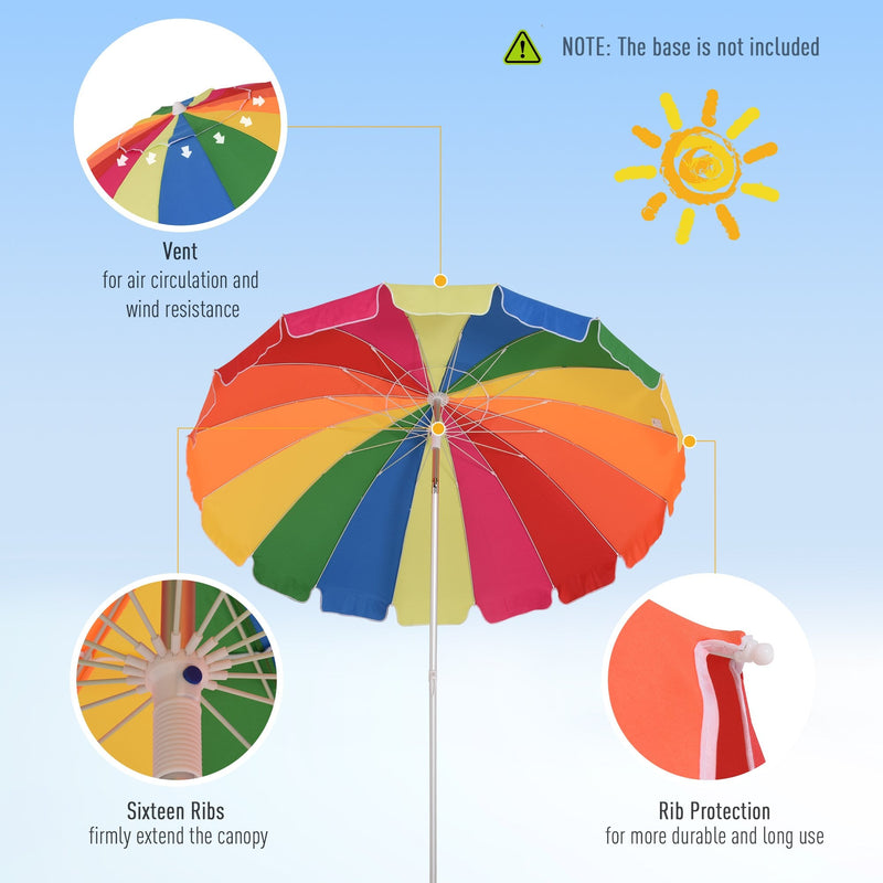 Outsunny Beach Umbrella Parasol  2.4 m Multicolour