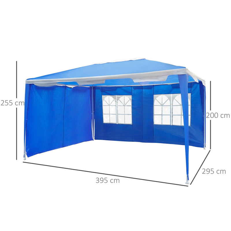 Oasis 4 x 3 m Steel Frame Gazebo/ Party Tent with Window - Blue