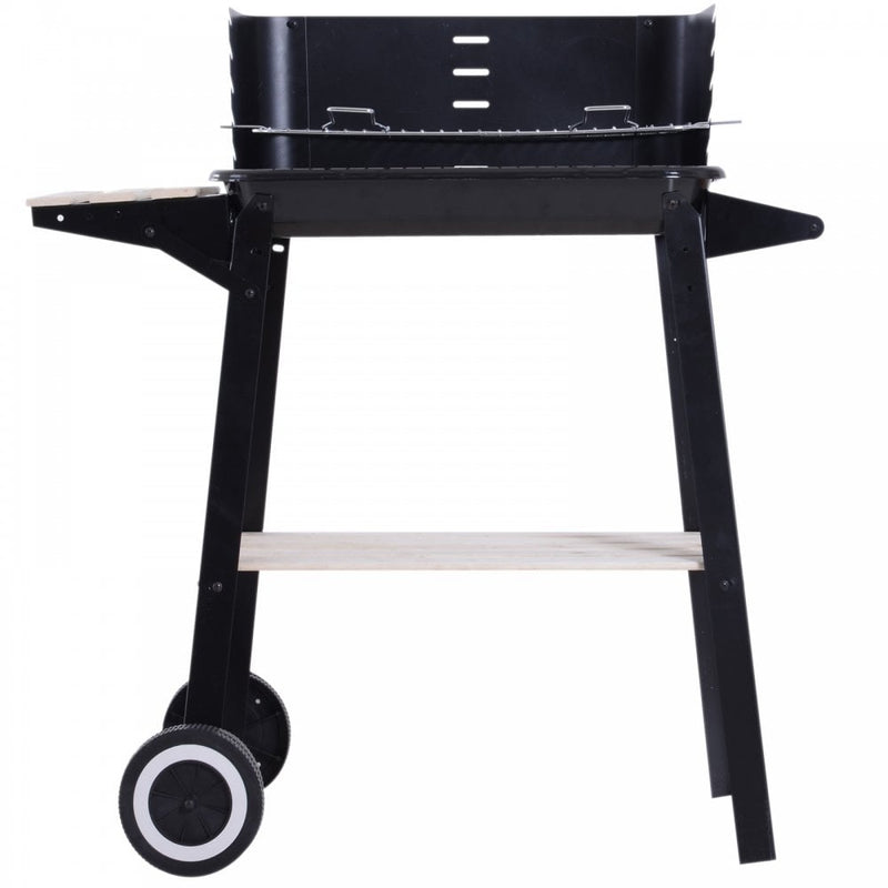 Outsunny Large Family Charcoal BBQ Grill with Wheels - Black