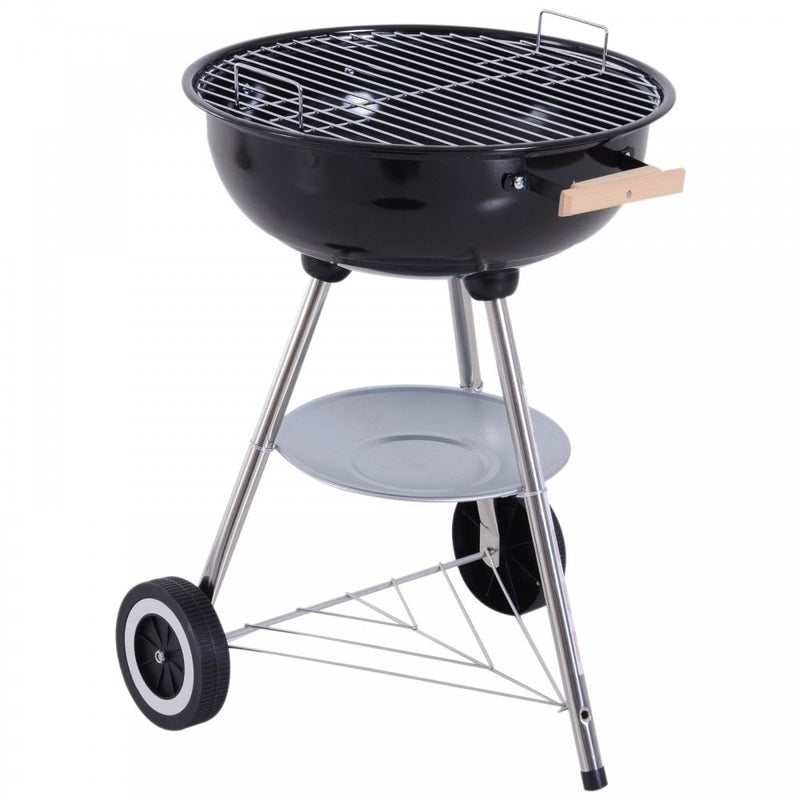 Outsunny Portable Round Charcoal Grill BBQ - Black