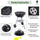 Outsunny Portable Round Charcoal Grill BBQ - Black