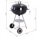 Outsunny Portable Round Charcoal Grill BBQ - Black