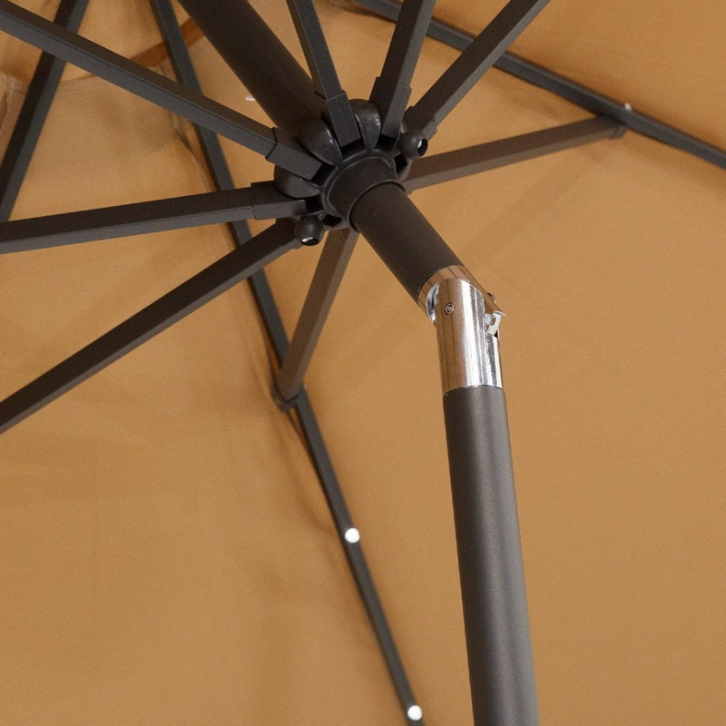 Outsunny 24 LED Solar Powered Parasol Umbrella-Brown