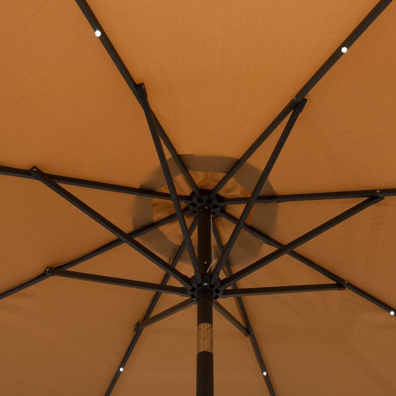 Outsunny 24 LED Solar Powered Parasol Umbrella-Brown