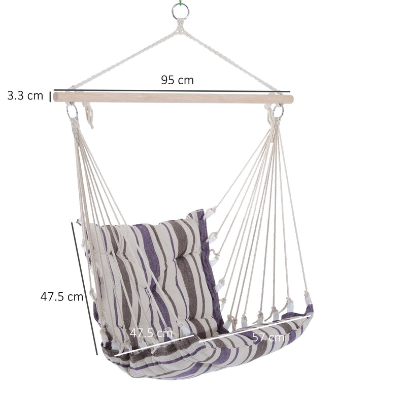 Outsunny Hanging Hammock Swing Chair - Brown/White Stripes