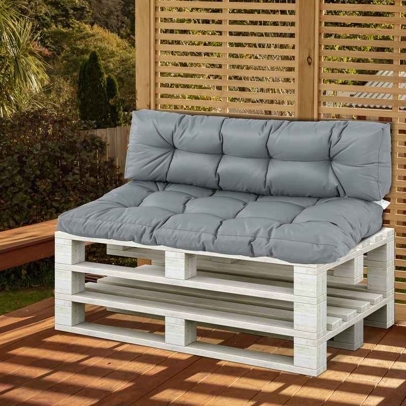Outsunny-2 Piece Garden Pallet Padded Cushions - Grey