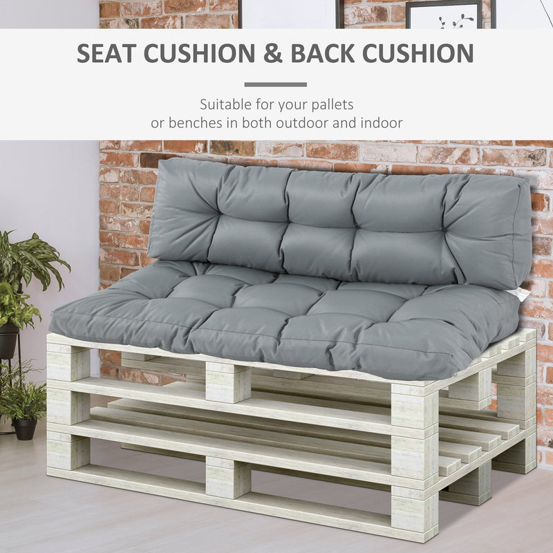 Outsunny-2 Piece Garden Pallet Padded Cushions - Grey