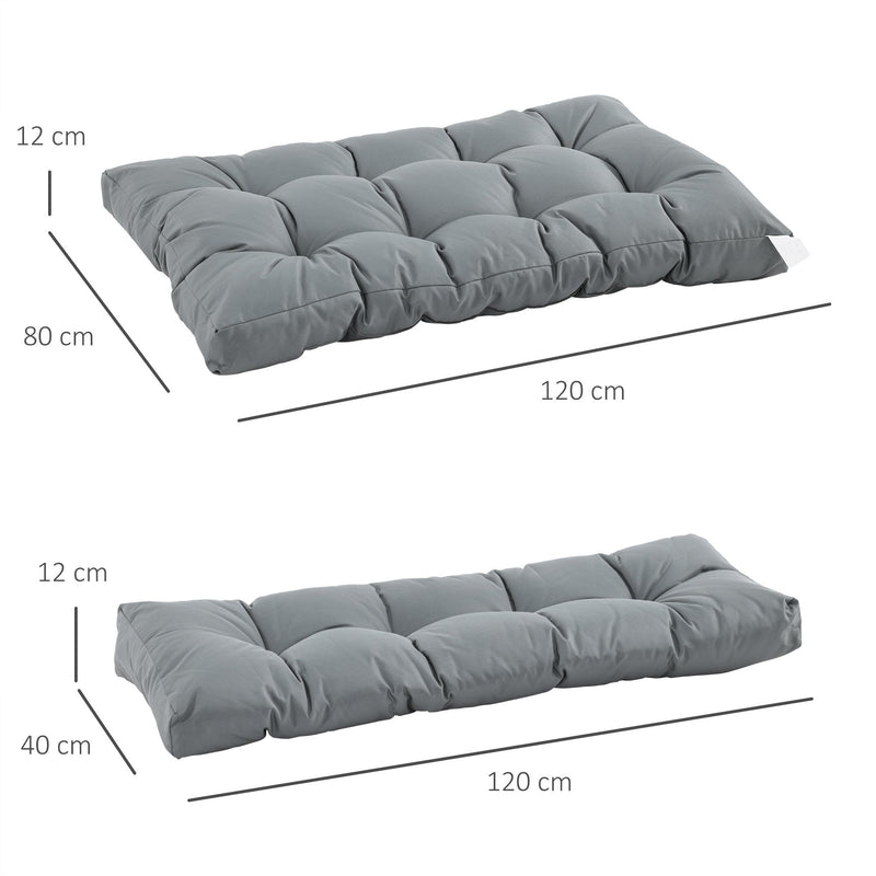 Outsunny-2 Piece Garden Pallet Padded Cushions - Grey