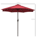 Oasis Garden Umbrella Parasol with LED Solar Lights - Wine Red