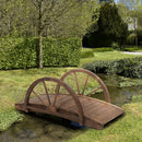 Outsunny Wooden Garden Bridge Lawn Décor Stained Finish Arc Outdoor Pond WalkwayYard Decoration Half Wheeled Railings 100L x 50W x 37Hcm