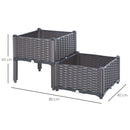 Rattan Set of 2 Garden Planter Box - Brown