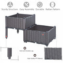 Rattan Set of 2 Garden Planter Box - Brown