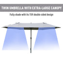 Outsunny 4.6M Sun Umbrella Canopy Double-sided Crank Sun Shade w/ Cross Base Grey