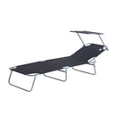 Outsunny  Sun lounger With Sun Shade - Black