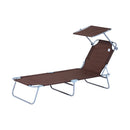 Outsunny Folding Reclining Sun lounger With Sun Shade - Brown