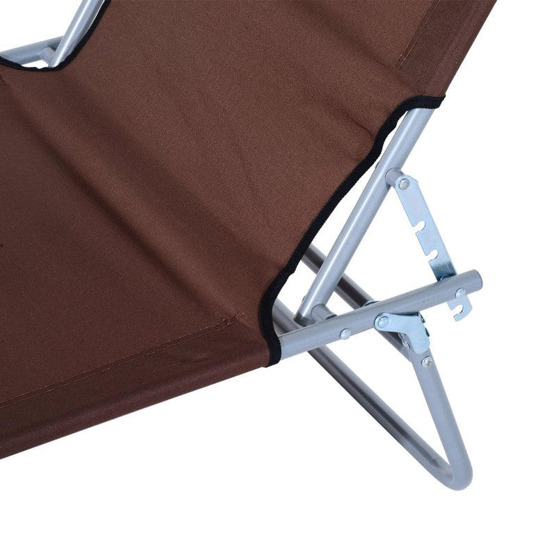 Outsunny Folding Reclining Sun lounger With Sun Shade - Brown