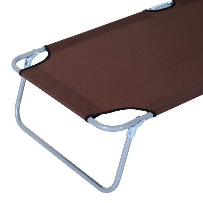 Outsunny Folding Reclining Sun lounger With Sun Shade - Brown