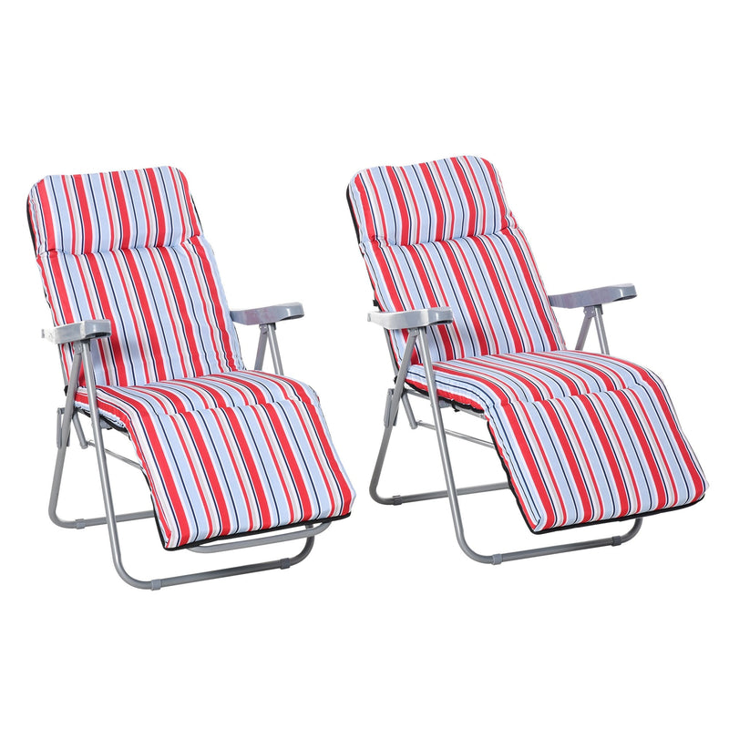 Outsunny Lounger Set - Red/White Garden Loungers